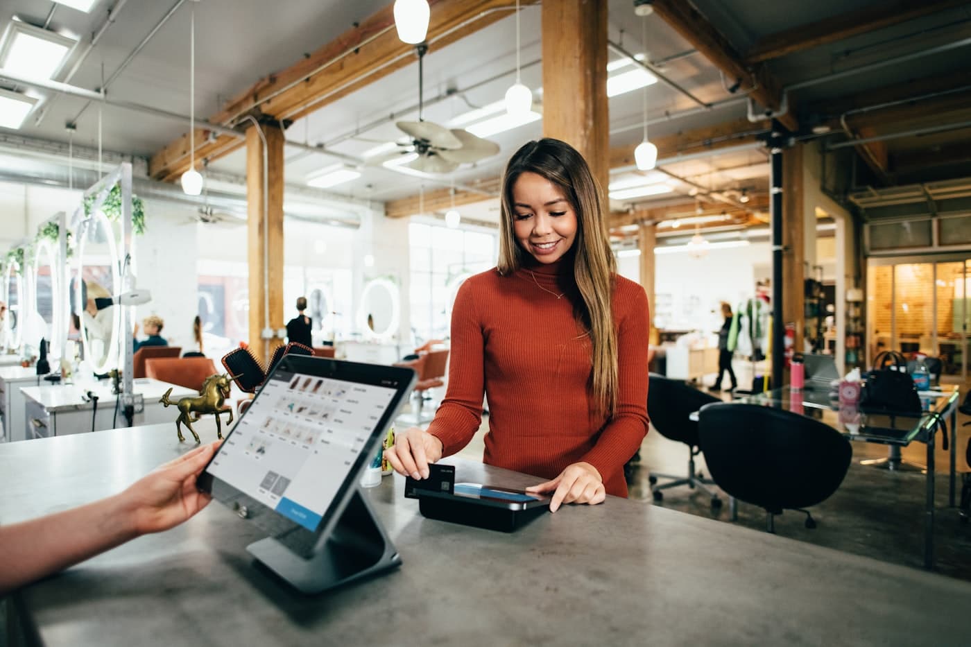A store counter ready for checkout