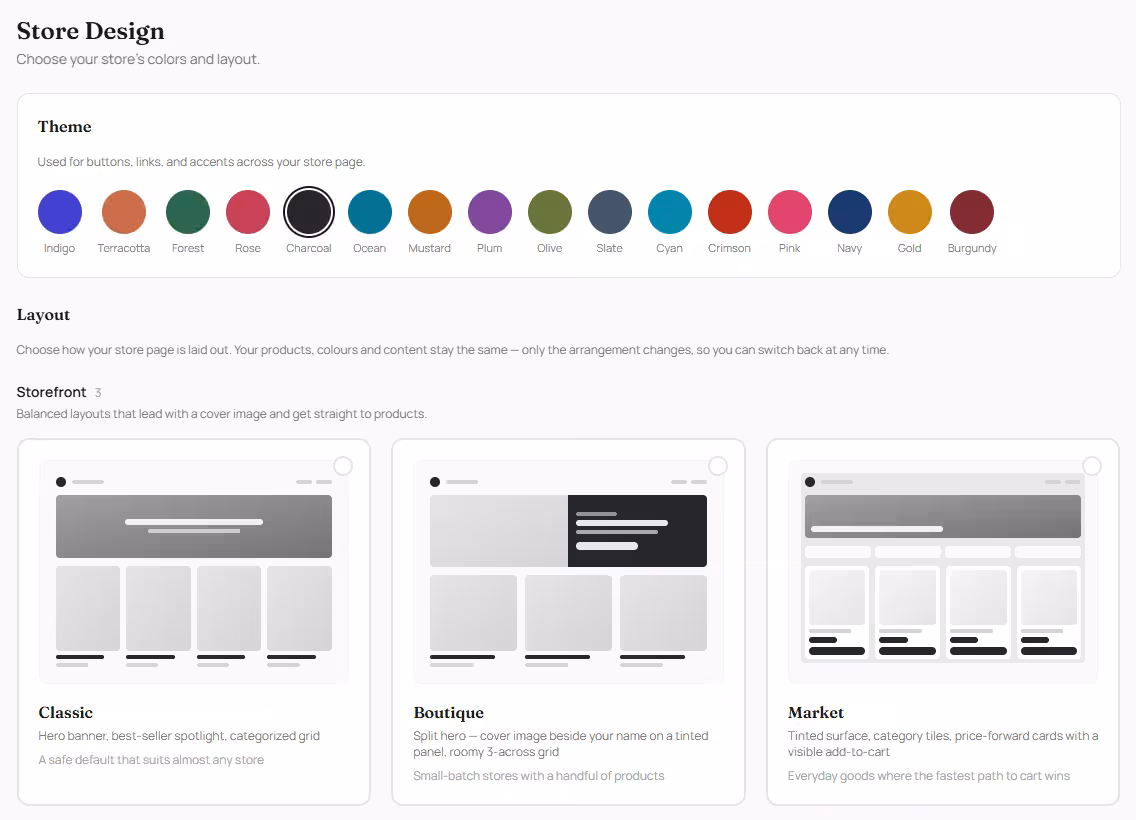Choosing a store design and brand color